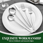 NOCCUR 40-Piece Stainless Steel Silverware Set for 8 - Utensils Set Include Knives Spoons and Forks - Mirror Polished for Home&Party