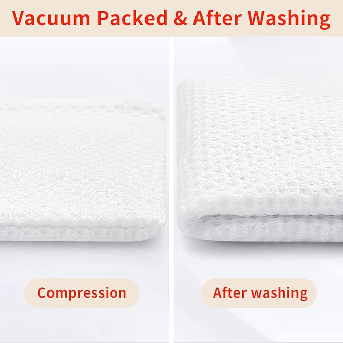 Homaxy 100% Cotton Waffle Weave Kitchen Dish Cloths, Ultra Soft Absorbent Quick Drying Dish Towels, 12 x 12 Inches, 8-Pack, White