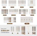 70.8" Tall Farmhouse Kitchen Pantry Cabinet with Doors, Modular Storage Cabinet with 4-Tier Adjustable Shelves, White, Wooden Hutch for Kitchen, Living Room