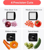 Fullstar The Original Pro Chopper - Vegetable Chopper and Spiralizer, Food Chopper with Container, Fruit Slicer, Kitchen Gadgets & Accessories, Home Essentials (4 in 1, White)