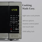 Farberware 1.1 Cu. Ft. Countertop Microwave Oven – 1000 Watts Power, Auto Cook Settings, Defrost, Easy Clean and Child Safety Lock-Stainless, Stainless Steel