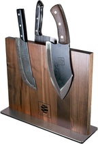 Coolina Walnut Magnetic Knife Holder, Elegant Design Knives Block Stand, Multifunctional, Double Side Magnets with Steel Base