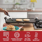 Set of 4 Silicone Spatula Utensils by Boxiki Kitchen. Professional Silicone and Stainless Steel Kitchen Spatula for Cooking, Pancakes, Eggs and Fish.