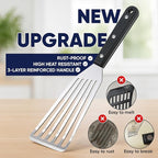 Newness Metal Fish Turner Spatula Stainless Steel for Kitchen Use, Small Griddle Egg Spatula, Flexible, Polished Metal, Corrosion Resistant, Kitchen Slotted Turner with Thin Edge Ideal for Turning,11"