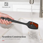 600ºF Heat Resistant Spatula, 11.34 inch High Heat Food Safe Semless Kitchen Silicone Spoon Spoonula Scraper for Cooking Baking Mixing Scraping Stirring Nonstick Cookware Pan Bowl (Black)