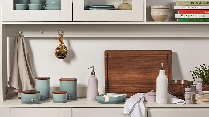 Le Creuset Signature Salt Cellar and Storage Canister with Wood Lid, 1.2 qt., Sea Salt