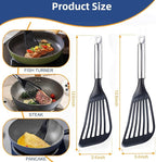 KSENDALO Fish Spatula for Nonstick Pans 2-Pack - Thin Turner for Eggs & Fish | LFGB Nylon, 10,000+ Reviews | Dishwasher Safe