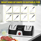 Secura 2-Stage Electric Knife Sharpener with Diamond Abrasives and Precision Angle Guides, Professional Sharpening Tool for Kitchen Straight Edge and Ceramic Knife, Black