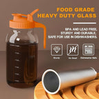 Cold Brew Coffee Maker Jar - 64oz Thick Glass Multipurpose Mason Pitcher Spout Lid with Handle & Stainless Steel Filter for Iced Coffee, Lemonade, Ice Tea, Homemade Fruit Drinks Container