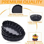 Mini Tart Pans 4 Inch with Removable Bottom, Nonstick Quiche Pan Fluted Edges Thickened Carbon Steel Pie Tart Pans for Baking tartlets, fruit tarts, mousse Cakes, tart shells – Set of 7