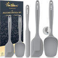 Walfos Silicone Spatula -5 Pieces Heat Resistant Kitchen Spoon Spatulas(600°F), Strong Steel Core and One-Pieces Seamless Design, Prefect for Cooking Mixing Baking - BPA Free and Dishwasher Safe,Gray