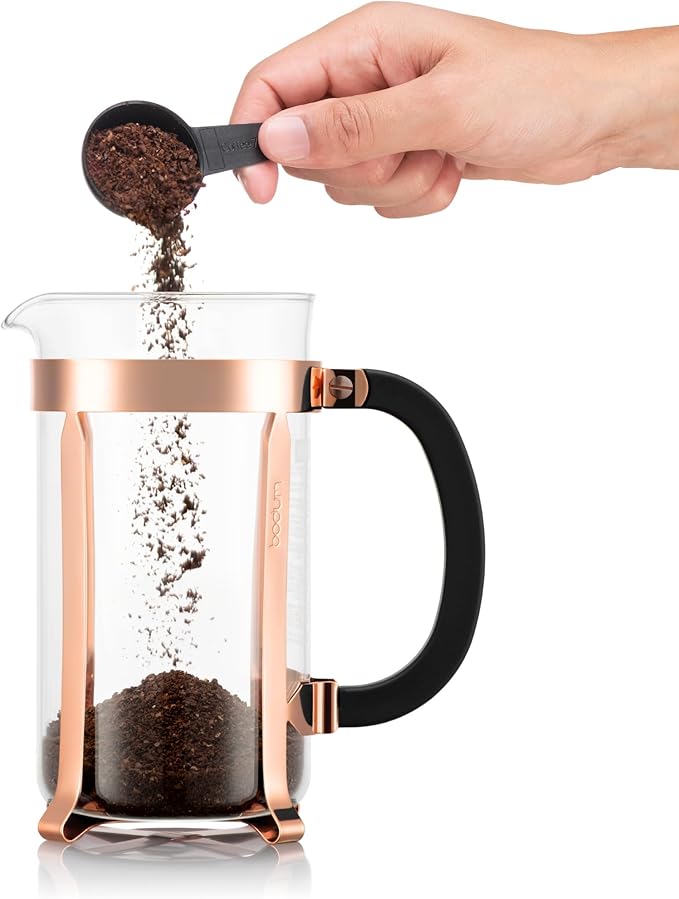 Bodum 34oz Chambord French Press Coffee Maker, High-Heat Borosilicate Glass, Stainless Steel, Copper – Made in Portugal