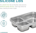 U Konserve Stainless Steel Rectangle Divided 3 Section Food Storage Bento Box Container, Leak Proof Silicone Lid Dishwasher Safe - Plastic Free, (24oz Cosmic Blue)
