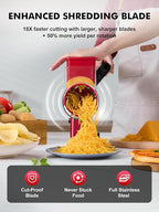 GDL Rotary Cheese Grater Hand Crank - Upgraded Cheese Shredder with 4 Interchangeable Blades, Rotary Grater with Non-slip Suction Base, Easy to Clean Kitchen Grater Slicer Grinder for Vegetable Nuts