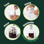 Copper Cow Coffee Pour Over Vietnamese Ground Coffee Pouches + Sweetened Condensed Milk Creamers (8 Coffees & 8 Milk Creamers) | Vanilla Lattes, No Refrigeration Needed, Travel Friendly