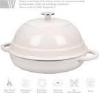 Cast Iron Enameled Dutch Oven Pot with Lid for Bread Baking, Bread Oven, 6 Quart, White