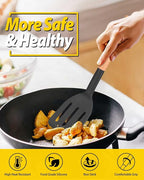 Pack of 2 Silicone Cooking Spatula, Heat Resistant Solid Turner, Non Stick Slotted Spatulas with Wooden Short Handle,Ideal Wood Kitchen Utensils Set for Frying, Baking, Flipping, Turning