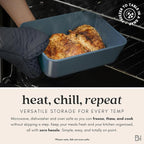 Ceramic Coated Glass Food Storage Container | No PTFE, PFOA, PFAS, and BPA | Reusable Non Toxic Meal Prep Container with Glass Lid | Easy To Store | 8 Cup Square [Dusk]