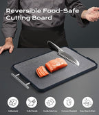 Titanium Cutting Board for Kitchen, Double Sided Non Toxic Cutting Board with Grinding Zone, Food-Grade Metal Chopping Board Pure Titanium & Wheat Straw PP Space Saving (14.5”×11”, 1 PC)