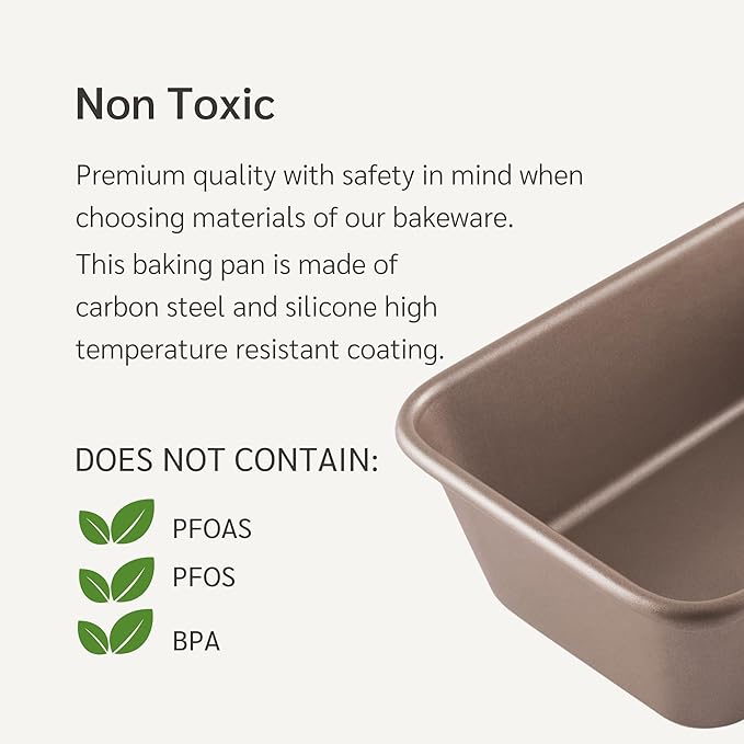 HAPPIELS Nonstick 9x5 inch Bread Loaf Pan for Oven | PFOA & BPA Free Non Toxic Loaf Tin | Molds for Baking | Best 9 x 5 Non stick Bakeware | Nontoxic 5x9 Banana Bread Mold Pans & Tins