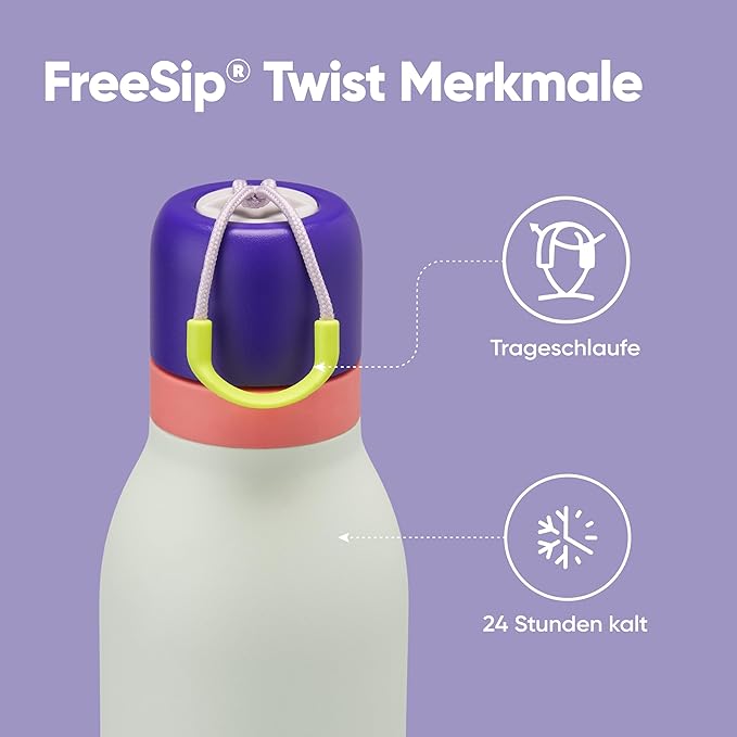 Owala FreeSip Twist Insulated Stainless Steel Water Bottle with Straw for Sports and Travel, BPA-Free, 24-oz, Purple/Green (Minty Horizons)