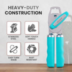 Zulay Kitchen Heavy Duty Stainless Steel Can Opener Manual with Bottle Opener - Rust Proof Manual Can Opener With Turn Knob & Soft Grip Handles