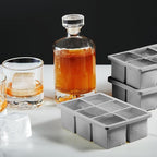 Nax Caki Silicone Large Ice Cube Trays with Lid Pack of 4, Stackable Big Square Ice Cube freezer Molds for Whiskey Cocktails Bourbon Soups Frozen Treats