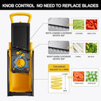 Safe Mandoline Food Slicer for Kitchen, Multifunctional Vegetable Chopper, Mandoline Potato Slicer with 35+ Presets & Thickness Adjuster, French Fry Cutter, Veggie Dicer for Meal Prep (Yellow)