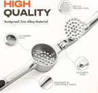 Kitchen Garlic Press, Rust Proof & Dishwasher Safe Garlic Mincer, Durable Garlic Crusher Set with Peeler＆Brush, Easy to Clean and Squeeze, Matte