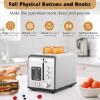 2-Slice Toaster with 8 Bread Types & 6 Browning Levels, Timer Count-down Display, Defrost, Reheat and Cancel Setting with LED Lighting, Extra lifting, Self-centering and Single Function, 825W