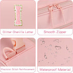 Initial Insulated Lunch Bag for Girls Kids, Back to School Gift, Reusable Leak-proof Lunch Box with Adjustable Strap for School Daycare Travel Picnic (Pink,I)