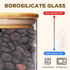 32oz Glass Food Storage Jars, Glass Jars with Bamboo Lids, Kitchen Storage Jars, Canisters with Airtight Lids for Spice, Coffee, Cookie, Set of 4, Pantry Organizers