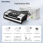 Fully Automatic Vacuum Sealer, 95Kpa Powerful Food Vacuum Sealer Machine, Auto Dry-Wet Detection | Bag Cutter | 2 Rolls Bags & 100 Pcs Precut Bags | Effortless Operation, Silver - Black
