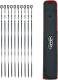 Hakka Stainless Steel Barbecue Skewers, 23" Heavy Duty Metal Skewers Large Wide Grilling Reusable Kabob Sticks with NonSlip Ring Handle,Set of 10