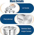 304 Stainless Steel Airtight Canister, 1.6Gal /203oz/6L Airtight Food Storage Container with Lid Lock Clips, Flour Container Metal Bucket Food Storage Container for Rice, Flour, Grain, Coffee Bean