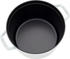 Staub Cast Iron 7-qt Round Cocotte - White Truffle, Made in France