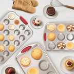 Muffin Cupcake Pans 12-Cup, 2 Packs Nonstick Standard Muffin Tins with Silicone Grip Handles for Baking, Heavy Duty 12 Cheesecake Pan Cup Cake Pans, Non Stick, BPA Free, Dishwasher Safe