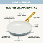 GreenPan Nonstick Reserve Pro 10 Piece Cookware Set, NSF Certified Ceramic, Hard Anodized PFAS-Free Pots & Pans Set with Lids, Stainless Steel Handles, Oven & Dishwasher Safe, Glacier Blue