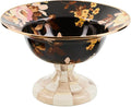 MACKENZIE-CHILDS Enamel Compote, Pedestal Serving Dish or Decorative Bowl, Large, Wild Rose Brown