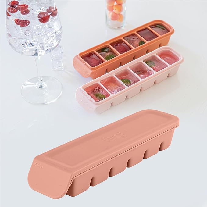 Silicone Freezer Trays with Lid, 2ea 1oz 6 Section - Leak Proof Silicone Freezer molds for Homemade Baby Food Breastmilk, Purees, Vegetables, Baby Food Jars Ice Tray with Lid BPA Free IndiePink