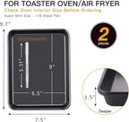 HONGBAKE 2 Pack 9.7X7.5" Toaster Oven Pans for Baking, 57% Thicker Nonstick 1/8 Cookie Sheet Pan Set, Small Baking Tray, Dishwasher Safe and Heavy Duty, Black
