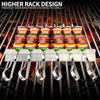 Kabob Skewers Stainless Steel Long BBQ Barbecue Skewers, Flat Metal Kebob Sticks Wide Reusable Grilling Skewers for Meat Chicken,Set of 9 Including 2 barbeecue rack with Storage Bag