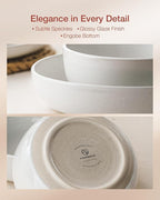 Famiware Milkyway Plates and Bowls Set, 18 Pieces Dinnerware Sets, Dishes Set for 6, White