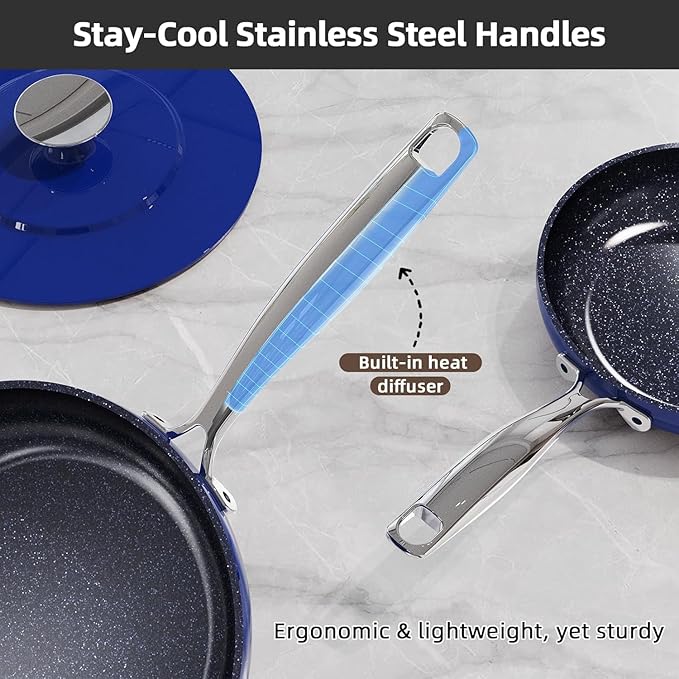 Nuwave Lux 13pc Forged Lightweight Cookware Set PFAS Free, Healthy G10 Duralon Ceramic Coating, Ultra Non-Stick, Stay-Cool Handles, Works on All Cooktops & Induction Ready