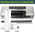 Precision Vacuum Machine,Pro Food Sealer with Built-in Cutter and Bag Storage(Up to 20 Feet Length), Both Auto&Manual Options,2 Modes,Includes 2 Bag Rolls 11”x16’ and 8”x16’,Compact Design