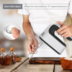 9-Speed Digital Hand Mixer Electric, 400W Powerful DC Motor Low Noise, Baking Mixer Handheld with Snap-On Storage Case, 5x Stainless Steel Accessories, Flat Beaters, Dough Hooks, Whisk