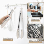 TeamFar Kitchen Tongs, 9" and 12" Stainless Steel Cooking Tongs with Silicone Tips for Cooking Grilling Serving & BBQ, Heat Resistant Silicone Tongs, Locking Design & Dishwasher Safe, Set of 2 & Khaki