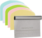 6 Pcs Bench Scraper Dough Scraper, Stainless Steel Scraper/Chopper & Plastic Dough Cutter for Bread Cake Pastry Sourdough