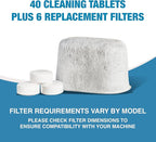 CleanEspresso - Designed For Breville Cleaning Kit - 40 Cleaning Tablets and 6 Water Filters for Breville Espresso Machines - 2g Espresso Machine Tablets