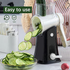 Rotary Cheese Grater, 5 in 1 Rotary Grater, Replaceable Stainless Blades Cheese Shredder, Cheese Slicer, Cheese Grater Hand Crank, Easy to Clean Kitchen Gadgets with Storage Box